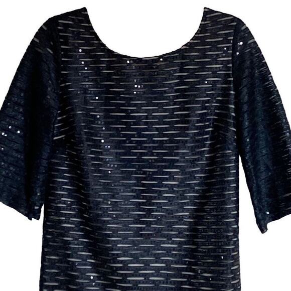 72. Ark & Co. Black Sequin Shift Dress Sz S 3/4 Sleeve  NWT Party NYE Sparkly - Picture 3 of 12